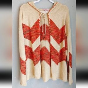 Calypso St. Barth Silk Blend Chevron Hoodie Cardigan | Sz M